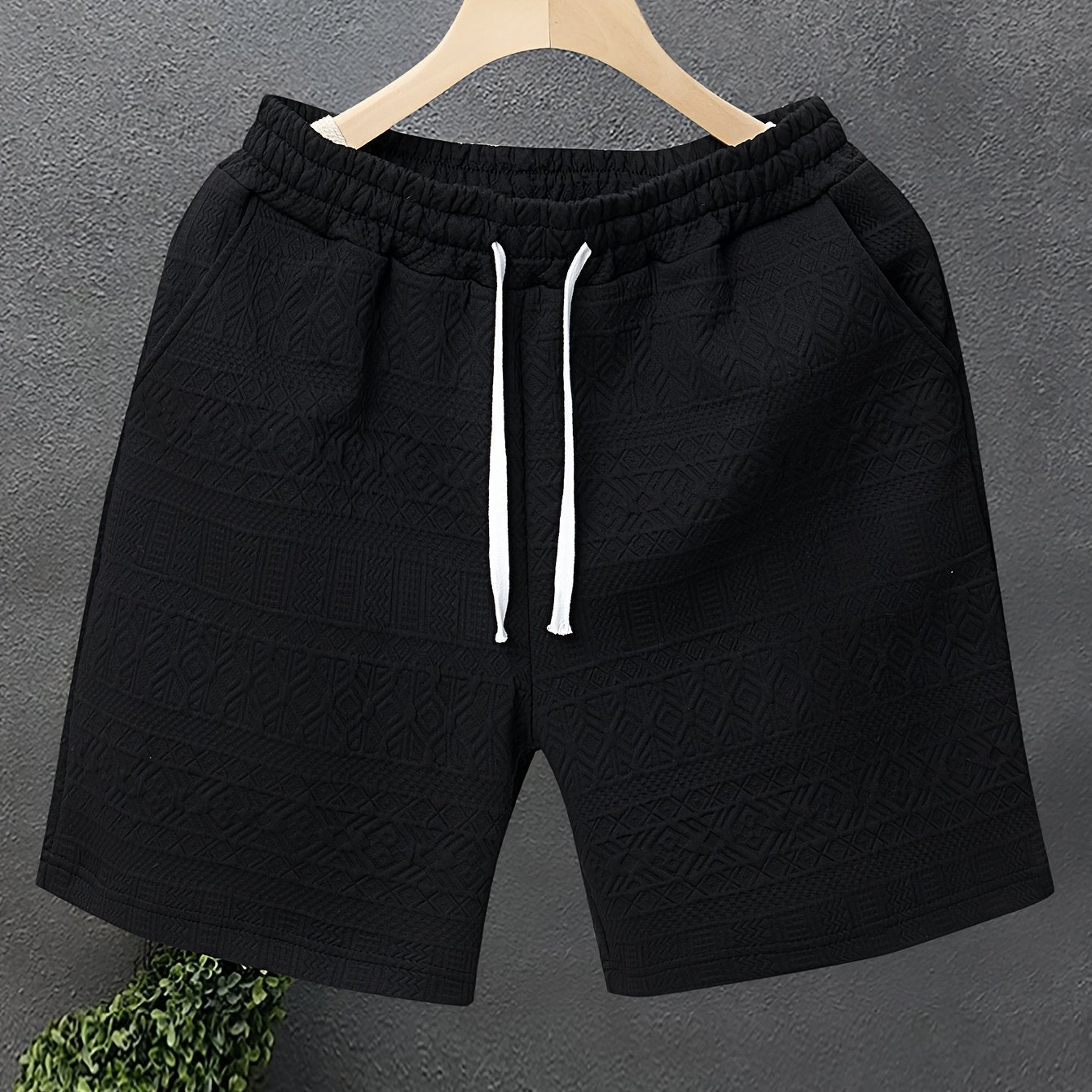 Herrshorts Avslappnad Stil Med Präglat Mönster För Fritid Och Träning