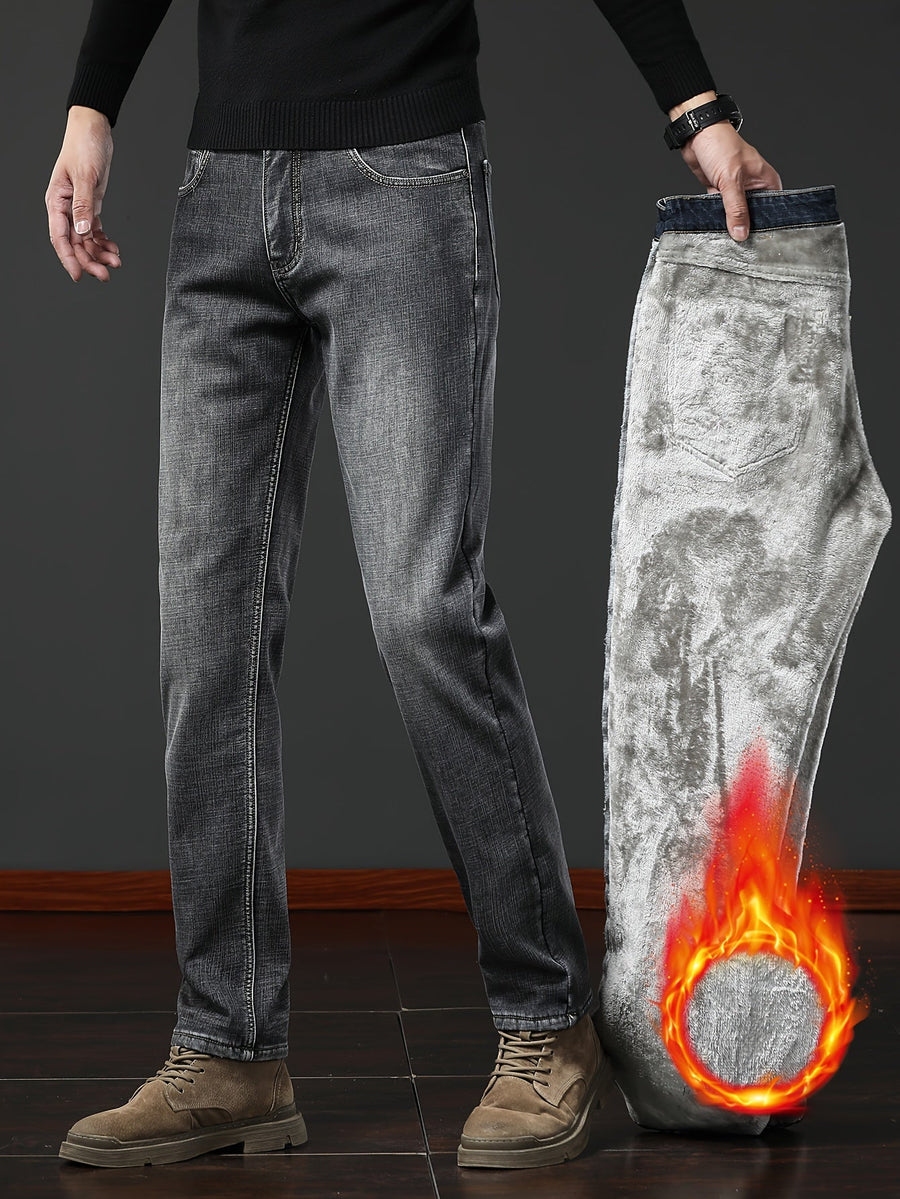Jeans med foder för herr, blågrå eller mörkgrå
