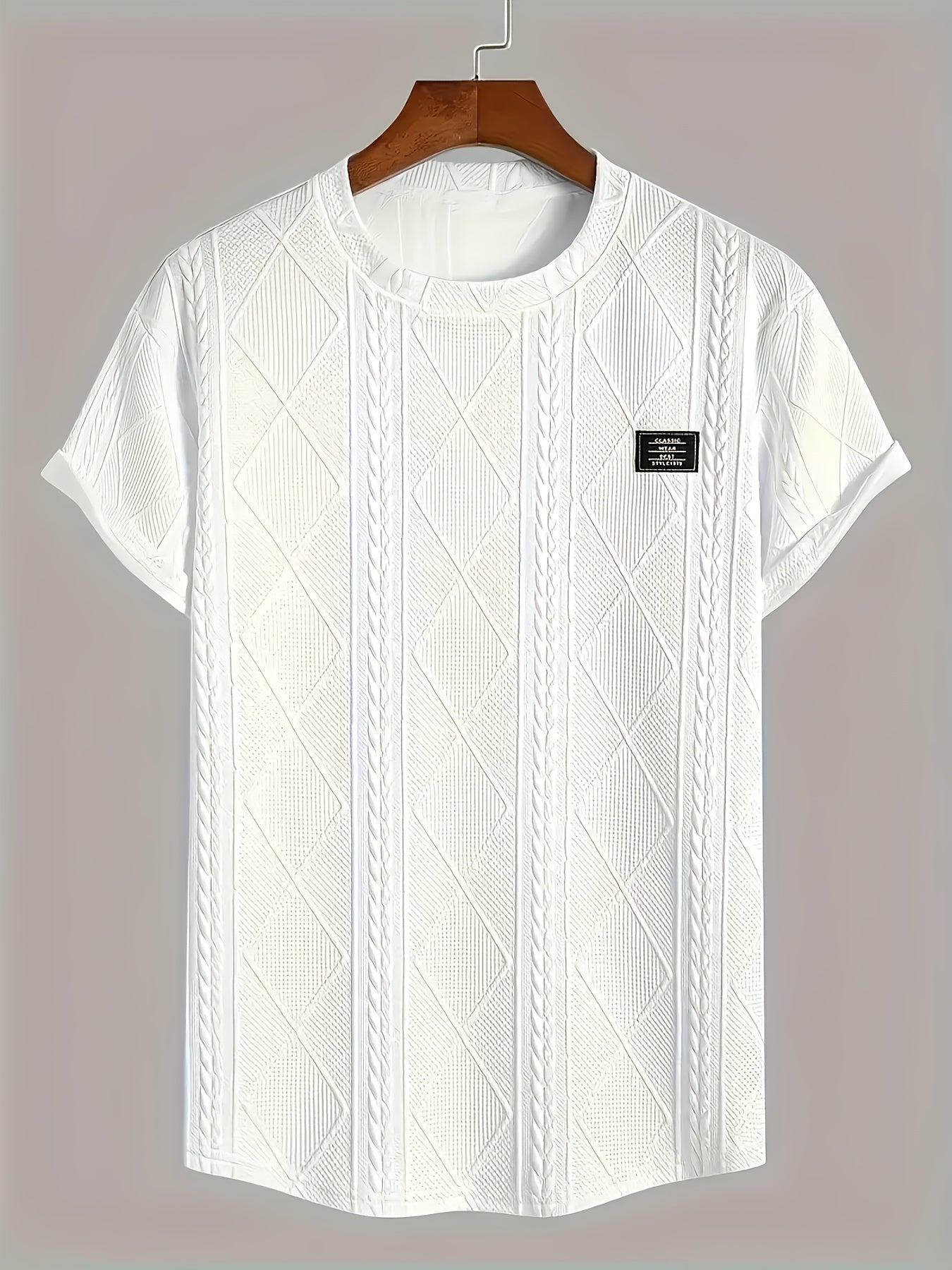 Herr T-shirt med stickad kabelmönster – Modern och avslappnad stil för vardagsbruk