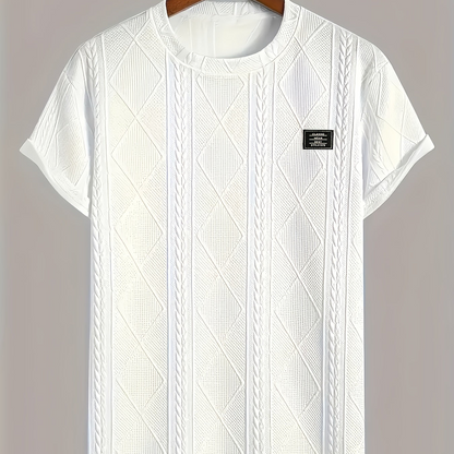 Herr T-shirt med stickad kabelmönster – Modern och avslappnad stil för vardagsbruk