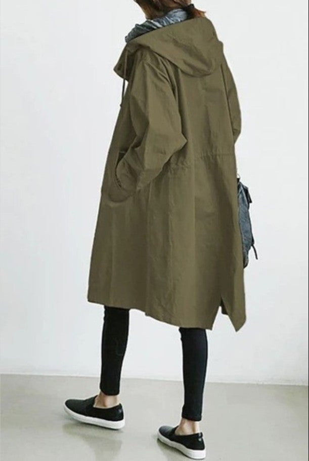 Grace – Casual Style Vindjacka med Medellång Midja och Långa Ärmar