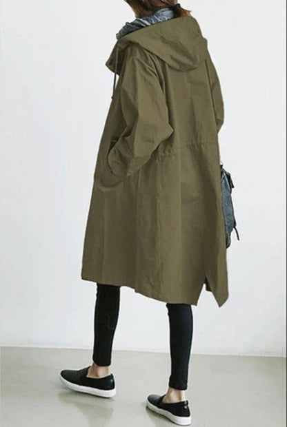 Grace – Casual Style Vindjacka med Medellång Midja och Långa Ärmar