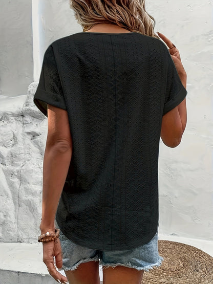 Dam Elegant V-ringad Broderad Topp för Vår/Sommar/Fest