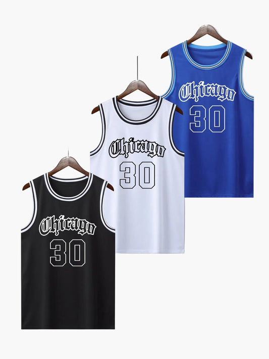 Herr Vintage Basketlinne Chicago 30 – Sportig Retro Tanktop för Träning och Fritid