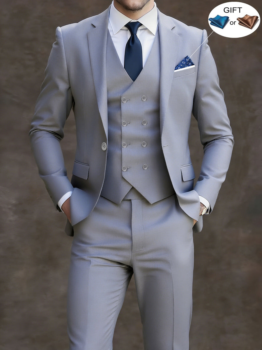 Men's 3-Piece Double-Breasted Slim Fit Suit