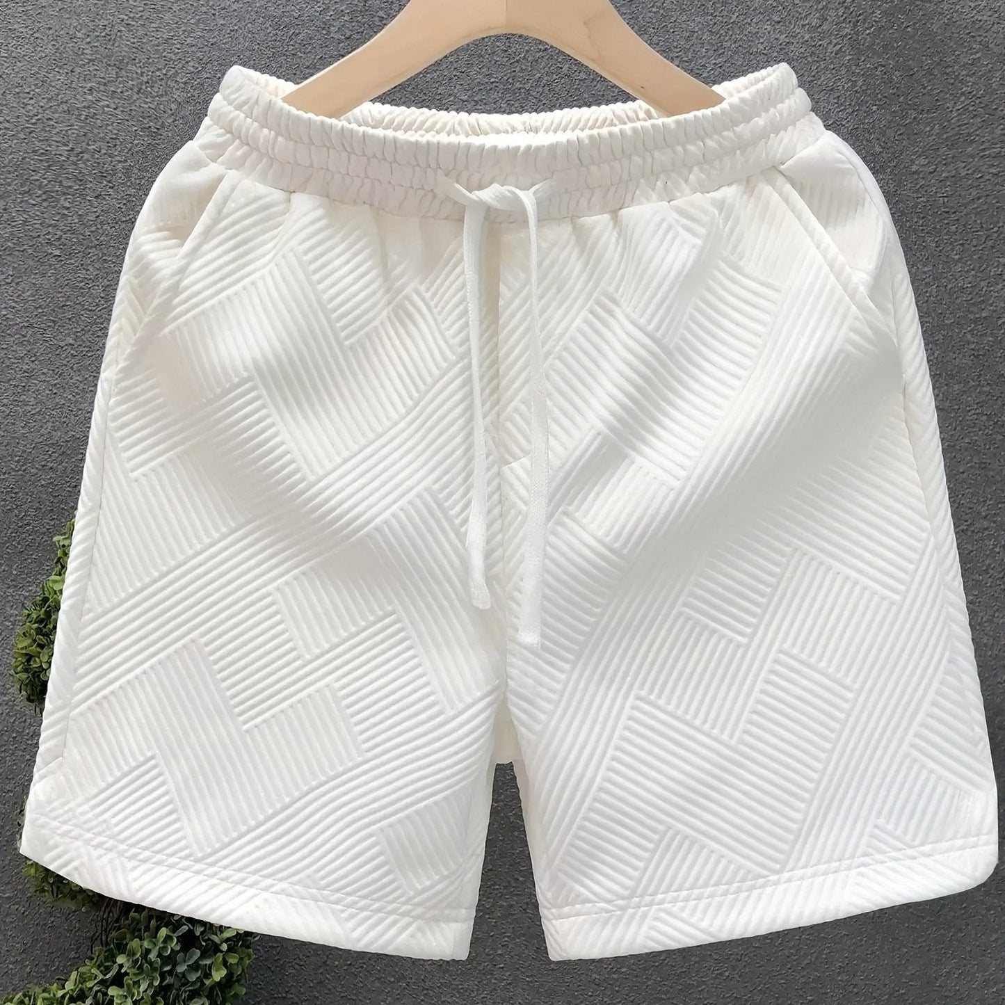 Herrshorts Avslappnad Stil Med Präglat Mönster För Fritid Och Träning