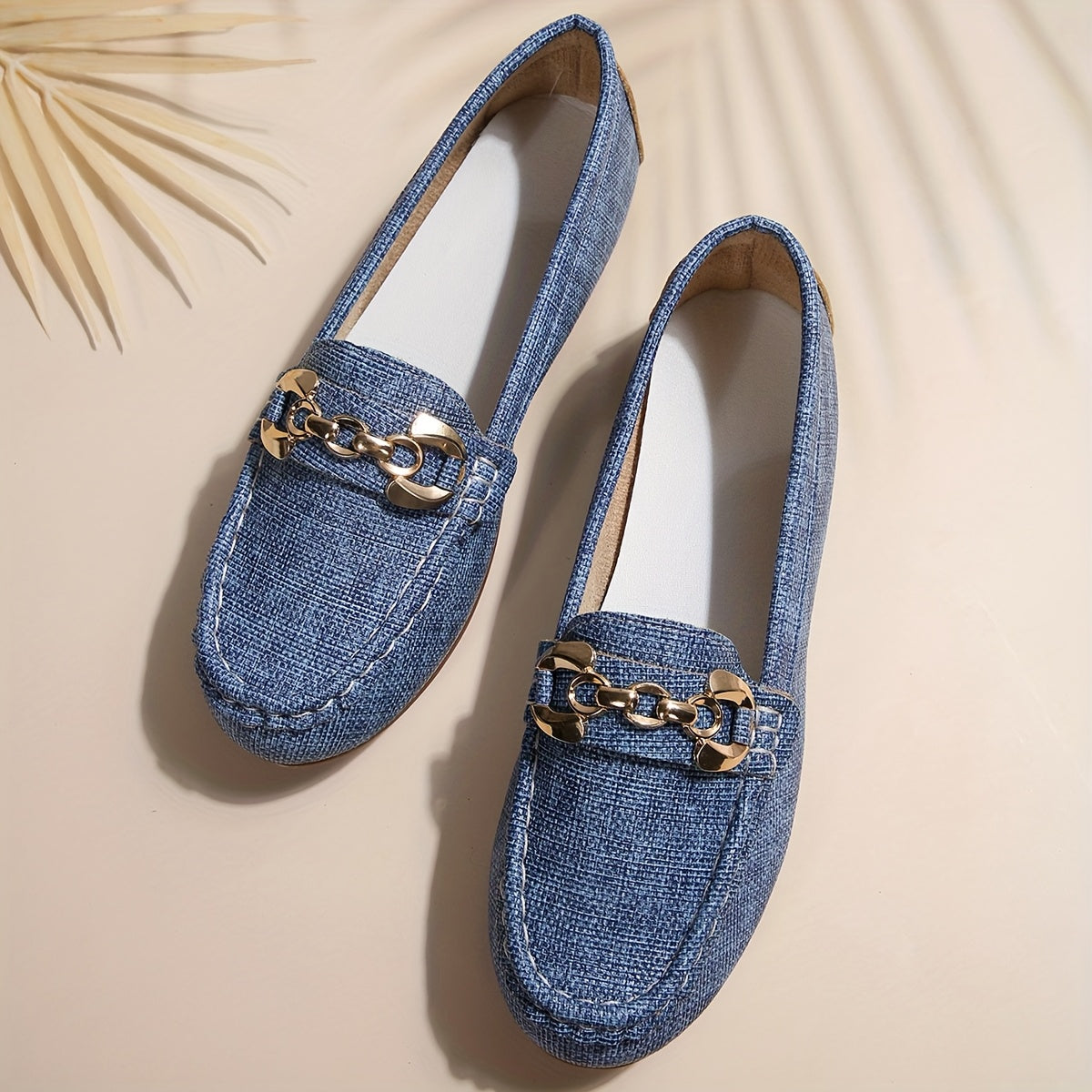 Damloafers Slip-on med Kedjedetalj Elegant Vardagsstil