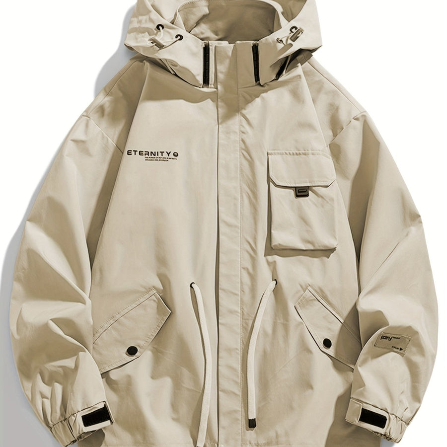 Unisex Parkasjacka med Huva och Fickor, Beige