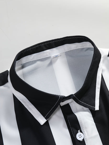Herr Skjorta med Breda Randiga Paneler – Modern Streetwear för Vardagsbruk