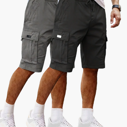 Herrarnas 2-pack avslappnade cargoshorts för utomhus och vardag