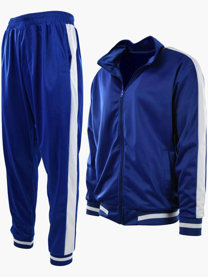 Herr Sportig Träningsdräkt Set – Trendig Tracksuit med Färgblock för Aktiv Livsstil
