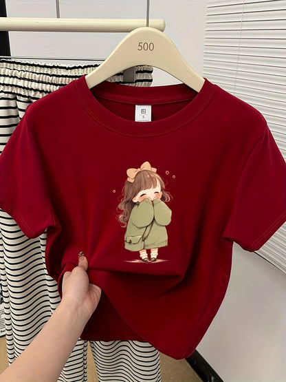 Dam Pyjamaset med T-shirt och Rutiga Byxor för Sommar, Söt Stil, Kort Ärms Pyjamas