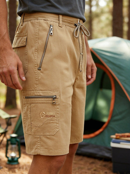 Herr Cargo Shorts med Flera Fickor och Dragkedja – Avslappnad och Praktisk Stil för Vardagsbruk