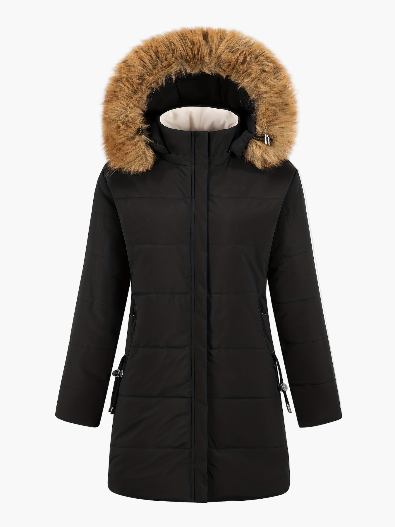 Dam Parkas Vinterjacka med Fuskpäls – Elegant och Varm för Kallt Väder