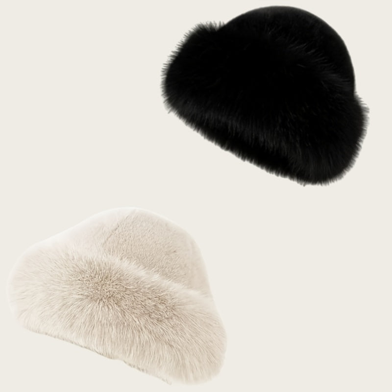 Fuskpäls vintermössa set 2-pack, mjuk varm mössa för kyla