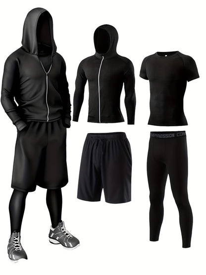Herr Sportklädesset – Komplett 5-delars Träningsoutfit för Gym & Löpning