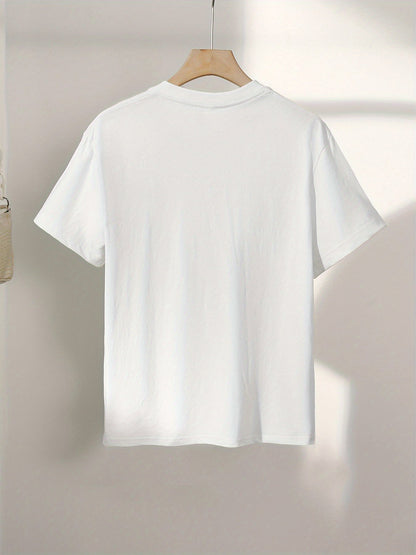 Dam T-shirt med vintage skeppstryck – casual nautisk stil