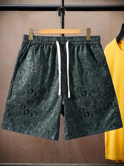 Herrshorts med jacquardmönster och blommig design – modern avslappnad stil