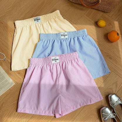 Damers randiga avslappnade pyjamasshorts – perfekt för vardagskomfort och sommar