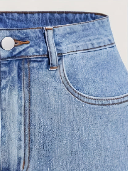 Dam Kjol Mini Elegant Denim Stil för Sommar med Fickdetalj och Dekorativa Rosetter