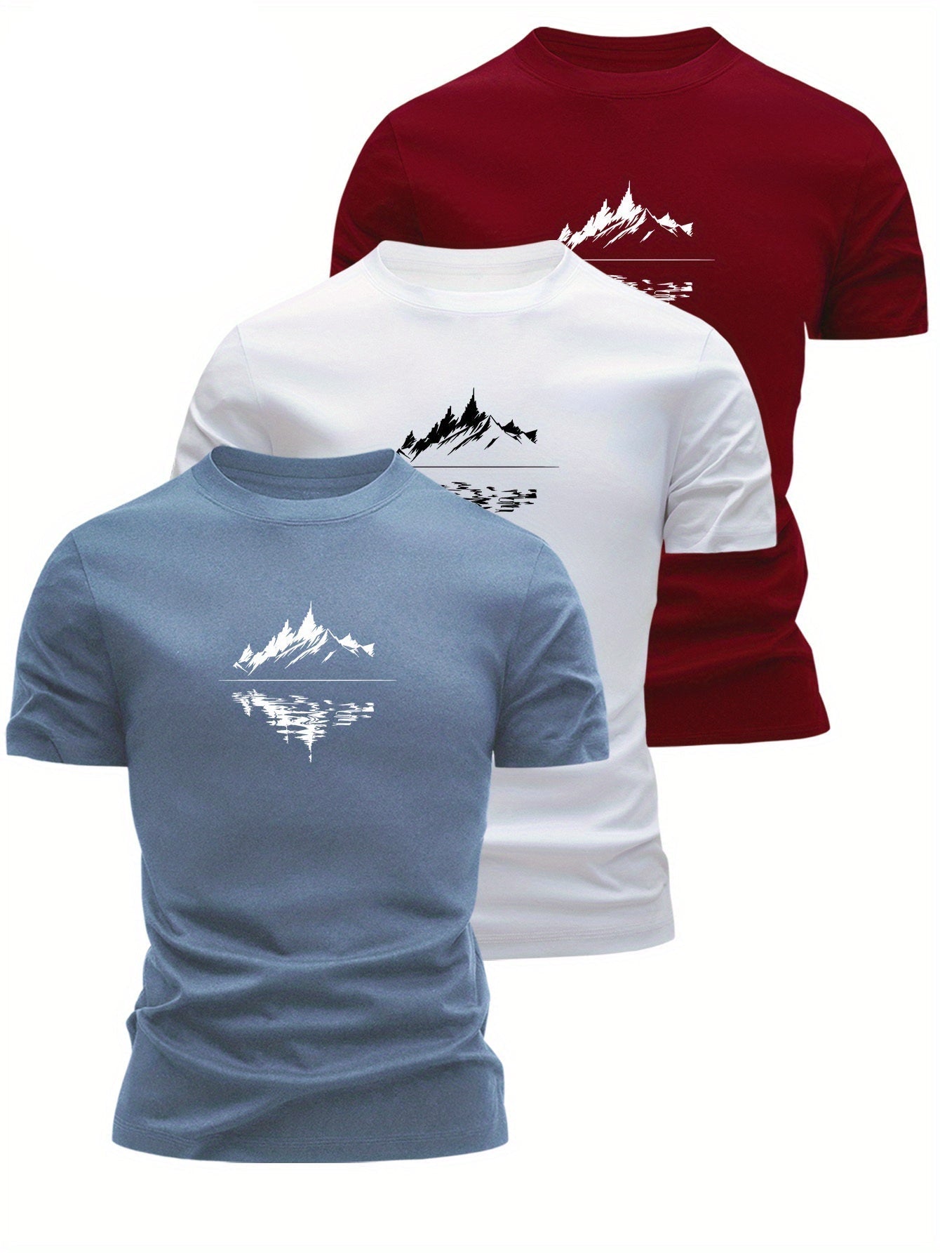Herr T-shirt med bergsmotiv – Modern grafisk stil för vardagsbruk