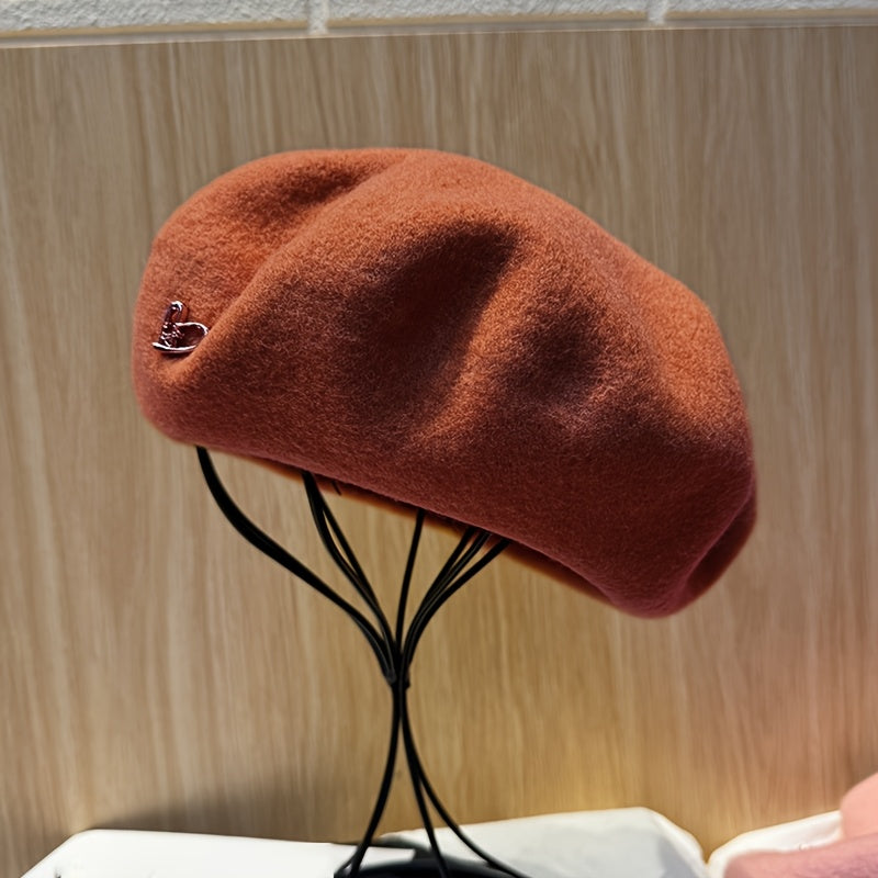 Women's Heart Charm Beret Hat