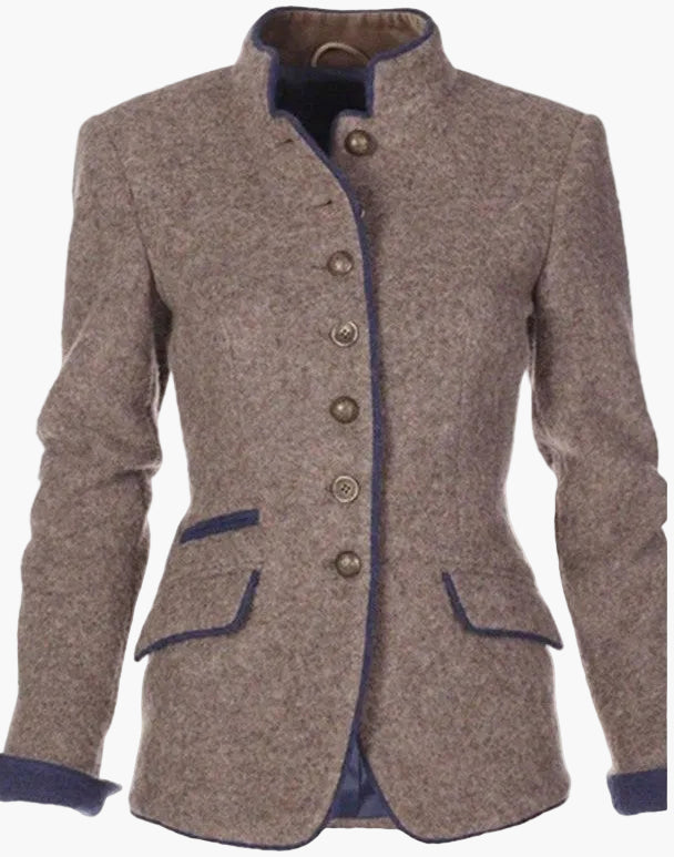 Dam Blazer Elegant Kavaj Med Hög Krage och Modern Passform – Perfekt för Arbete eller Vardag