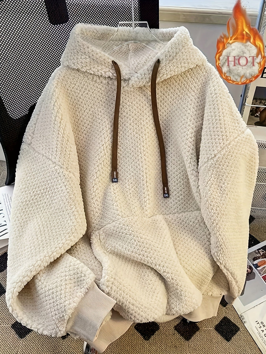 Fleece Hoodie med Huva och Känguruficka, Mjuk och Mysig