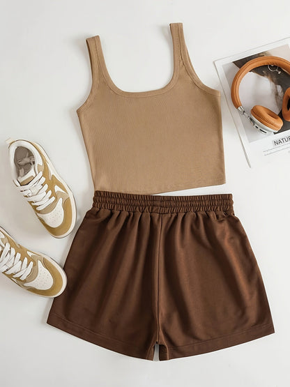 Damenset Sportigt Linne och Shorts – The Mountains Adventure – Fritid & Träning