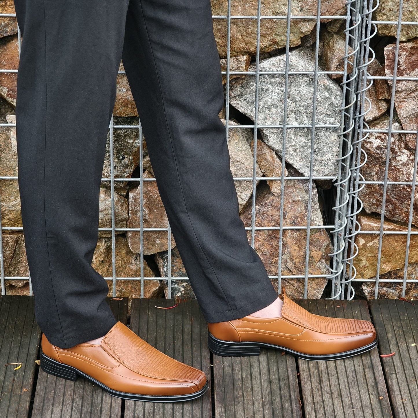 Herr Business Slip-On Skor med Fyrkantig Tå för Utomhus och Vardag