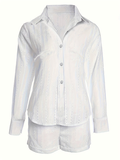 Dam Set Blus och Shorts – Trendig Sommarlook för Fritid och Semester