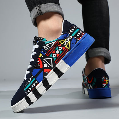 Herr Sneakers Streetwear Geometriskt Mönster Trendiga Fritidsskor