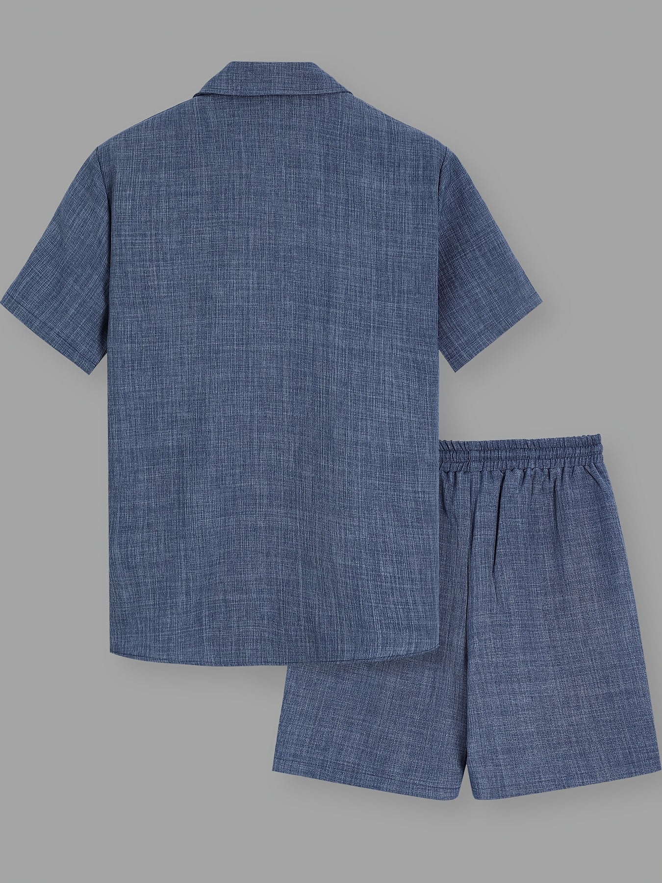 Herr Kortärmad Skjorta och Shorts Set – Avslappnad Sommarlook för Fritid och Semester