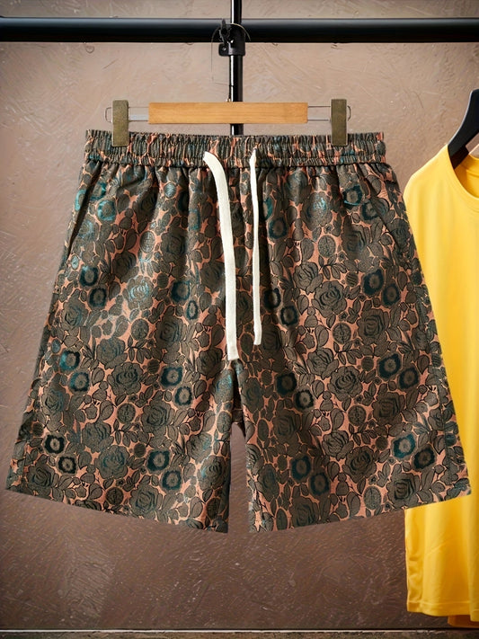 Herrshorts med jacquardmönster och blommig design – modern avslappnad stil