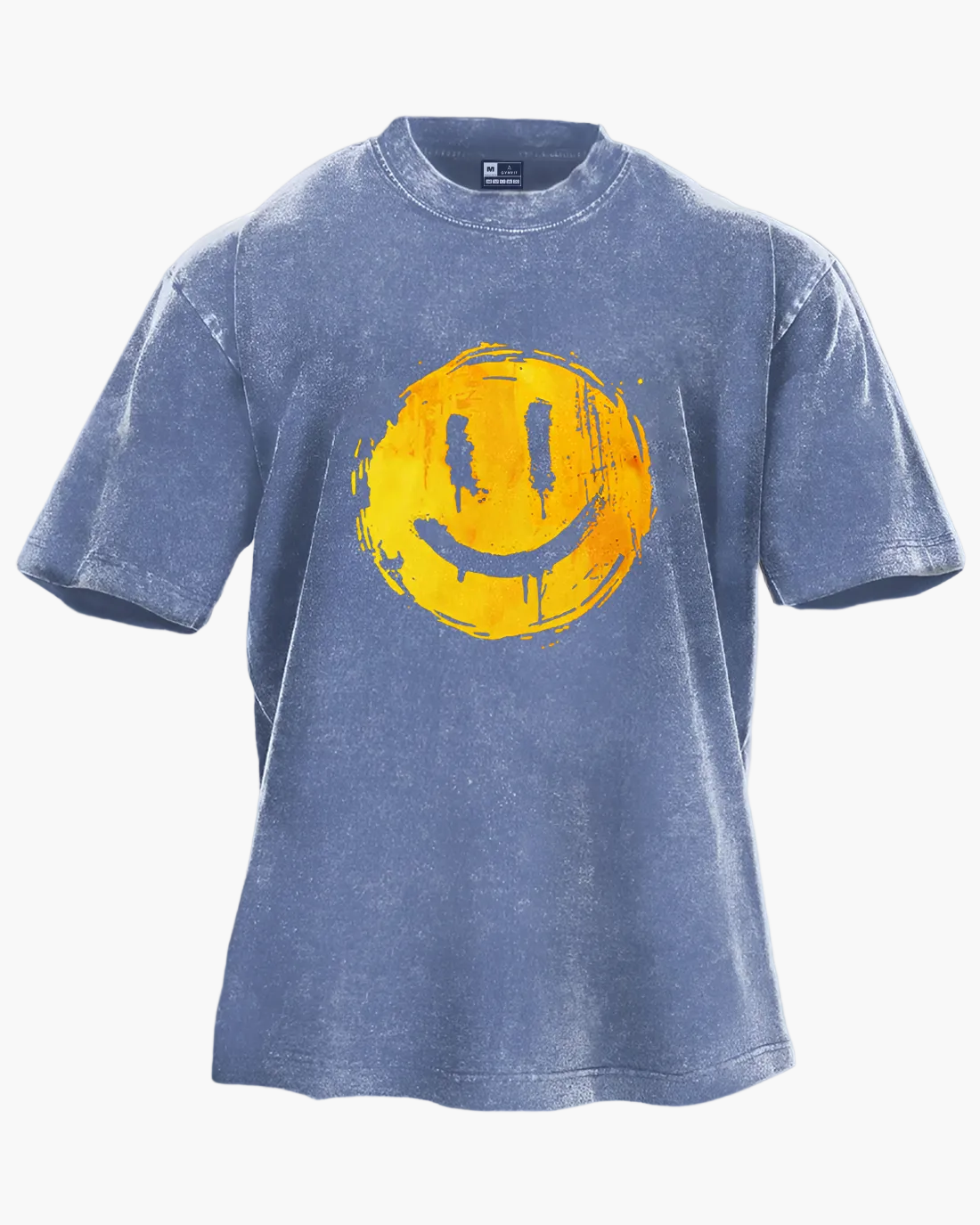 Unisex T-shirt med smileytryck – Oversize streetwear för vardagsstil