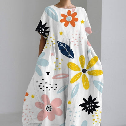 Damklänning med lös passform och färgstarkt blommönster – Modern vardagsstil
