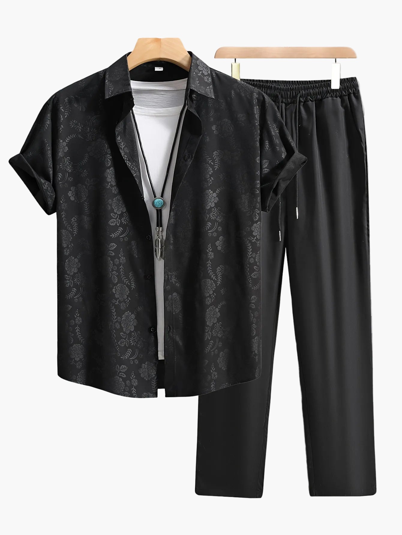 Herr Skjorta Kortärmad Blommig Mönster Casual Modern Stil