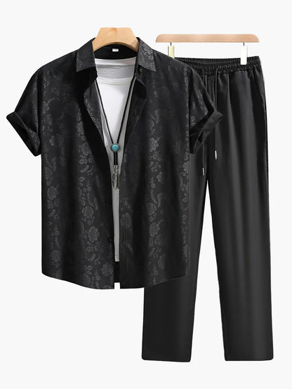 Herr Skjorta Kortärmad Blommig Mönster Casual Modern Stil