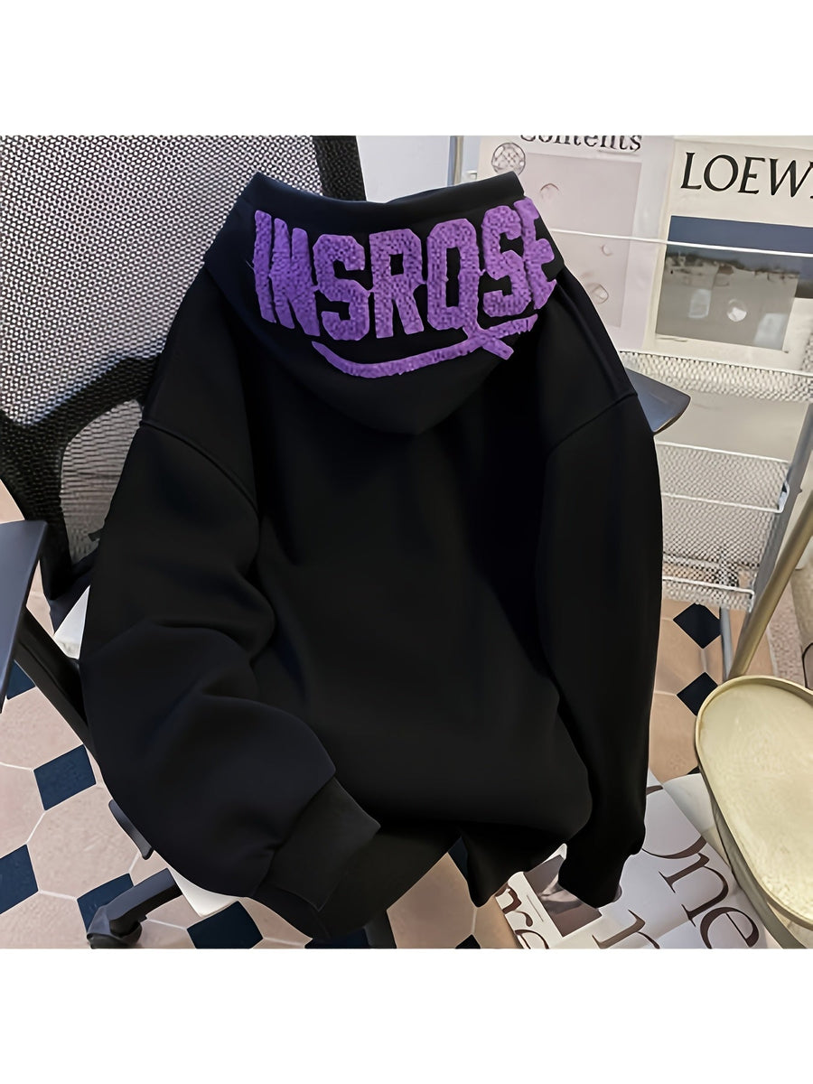 Hoodie med stor text på huva, unisex