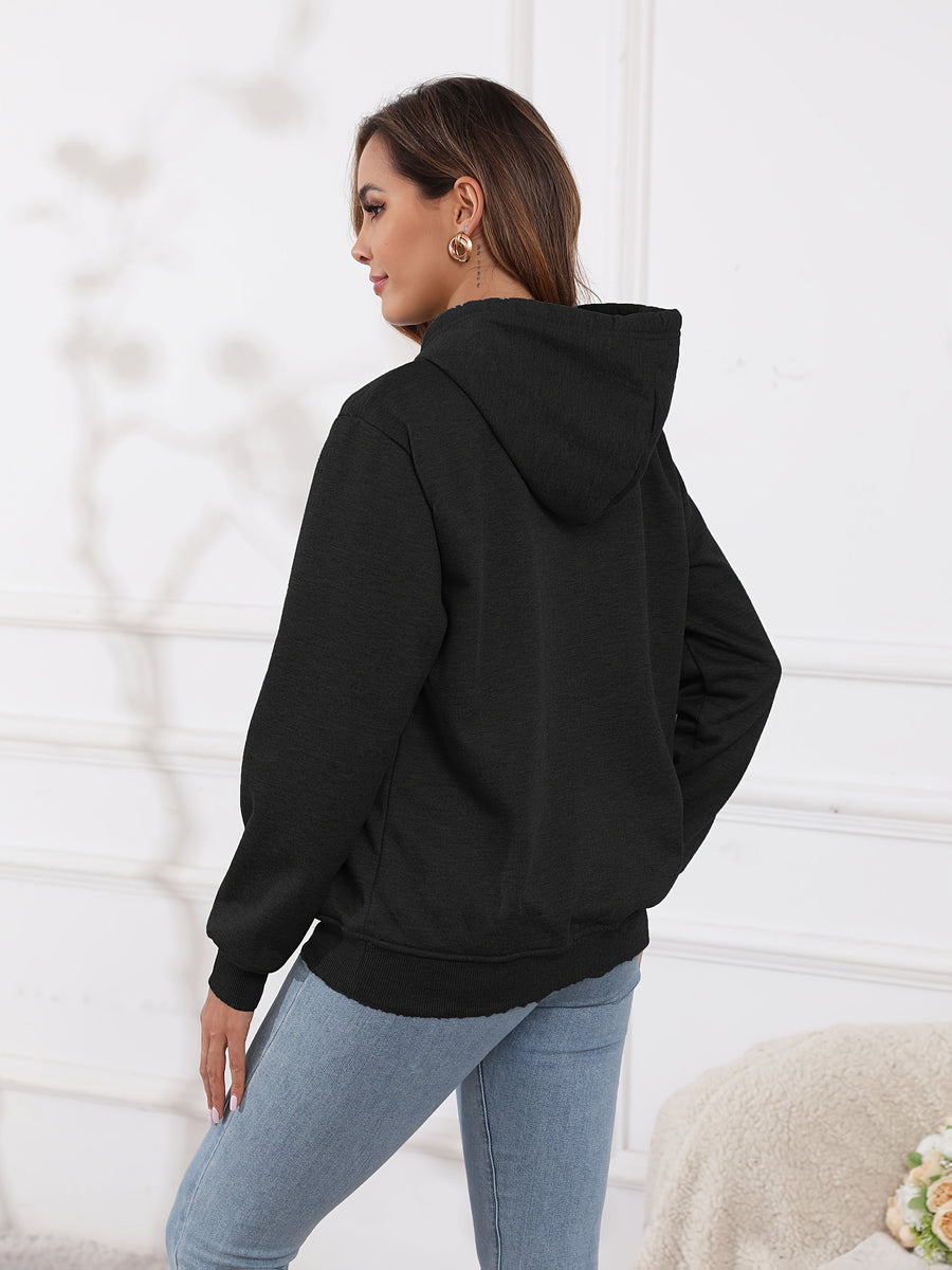 Fleecefodrad huvtröja med känguruficka och dragsko – Varm och mysig hoodie