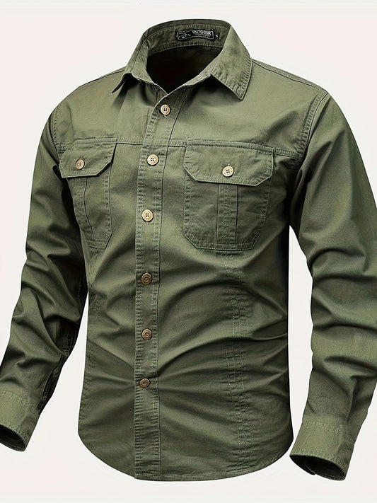 Herrskjorta Outdoor Casual med Fickor – Långärmad, Allround och Stilren