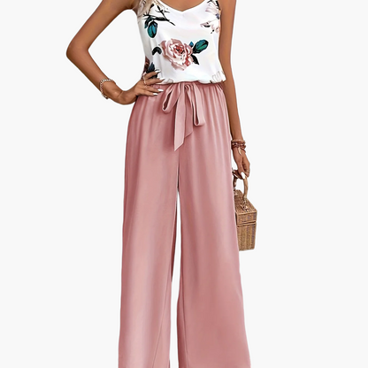 Dam Jumpsuit Elegant Blommig V-ringad Sommar Festdräkt