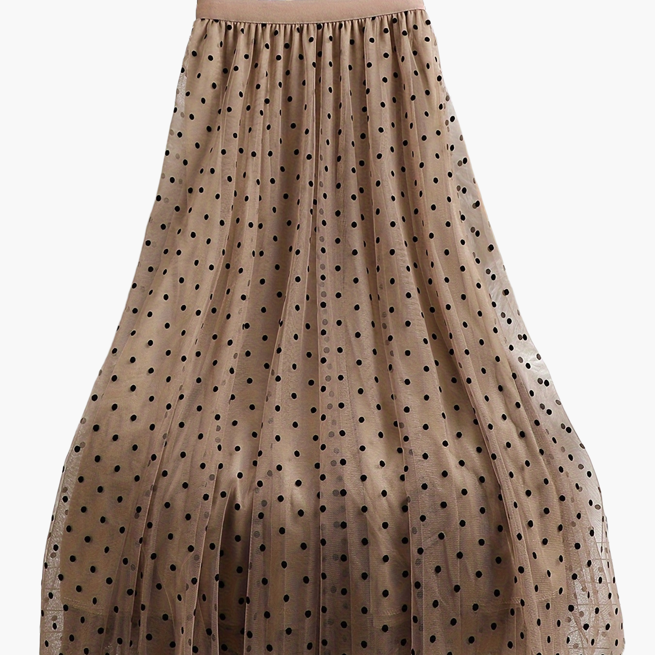 Dam Plisserad Prickig Tyllkjol Elegant Vardagsstil