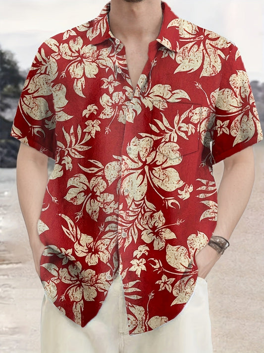 Herr Skjorta Hawaii-Style Blommig Kortärmad Sommar Semester