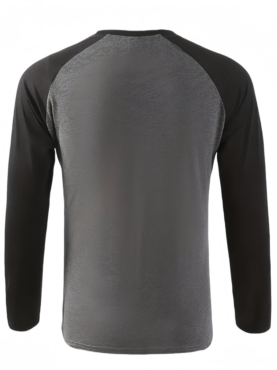 Herr T-shirt Raglan Långärmad Tvåfärgad Rund Hals