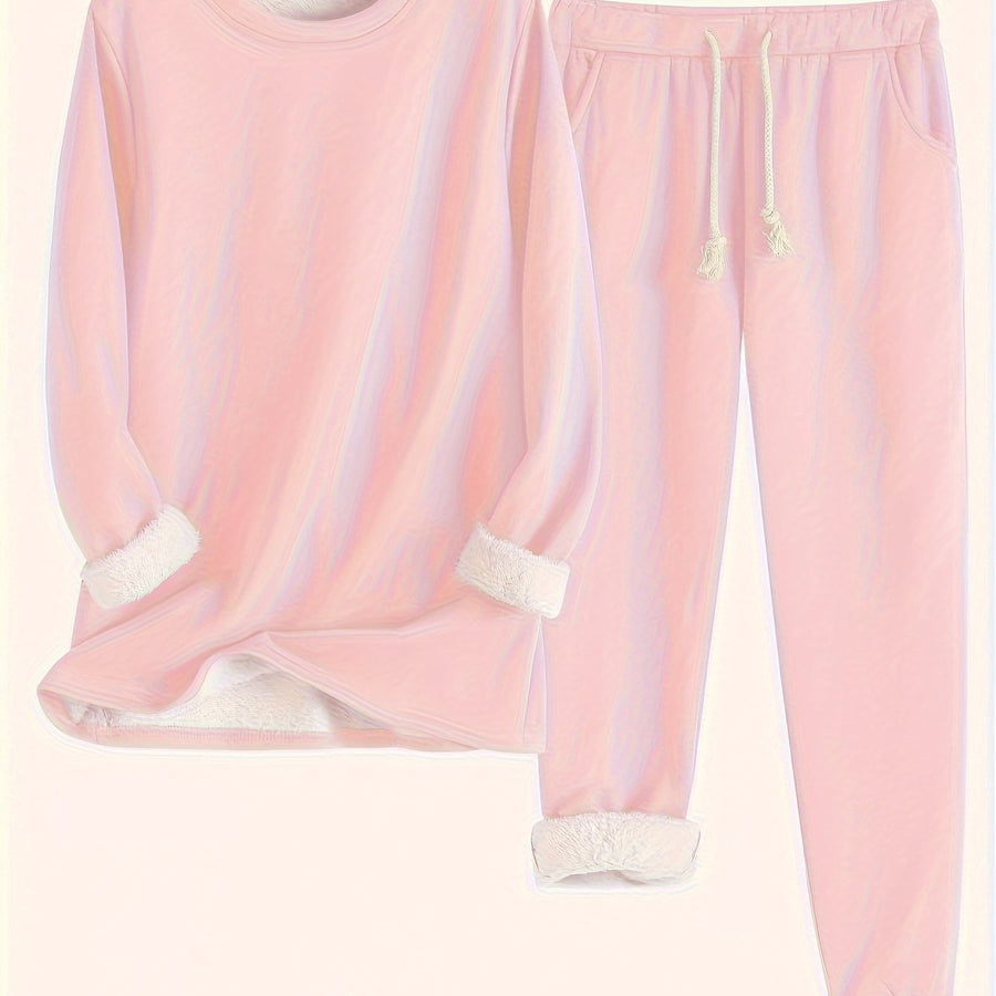 Women's Fleece-Lined Sweatshirt & Jogger Set