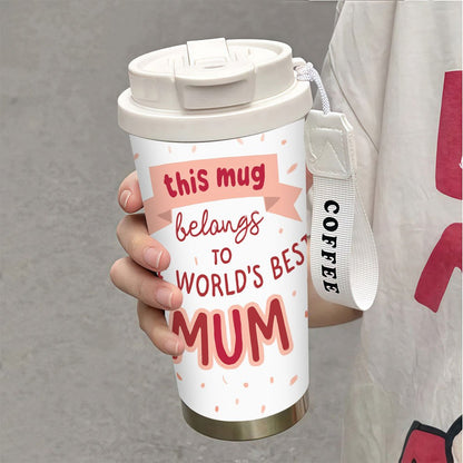 Resemugg för kvinnor – Världens bästa mamma – Personlig och praktisk kaffemugg för resor och vardag