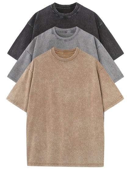 Herr T-shirt Oversize Vintage Look – Avslappnad Stil för Vardag och Fritid