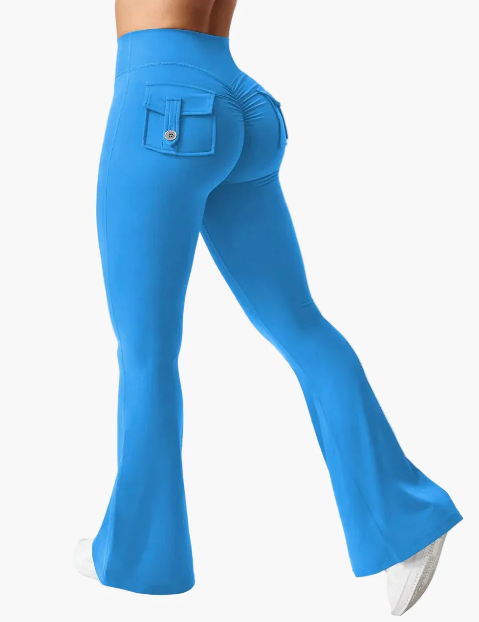 Dam Cargo Bootcut Träningsleggings med Fickor och Rumplyftande Effekt – Perfekta för Gym och Aktiv Livsstil