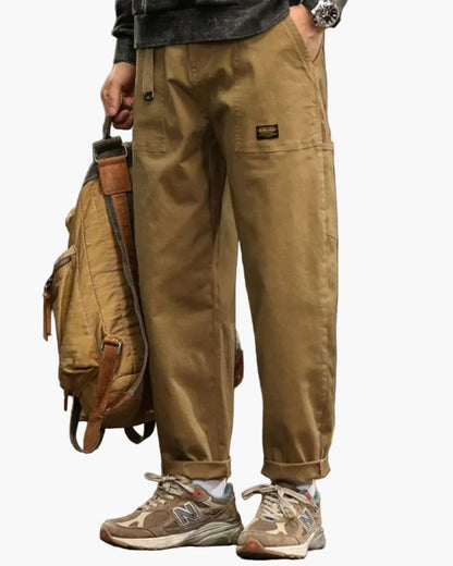 Herr Cargo Byxor Avslappnad Passform Vintage Utility
